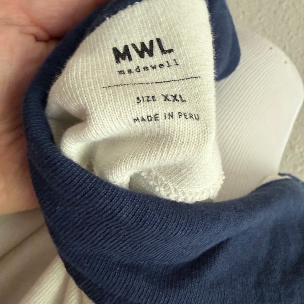 Madewell MWL Striped Rugby Polo Shirt - Navy & White Size XXL - Picture 11 of 12